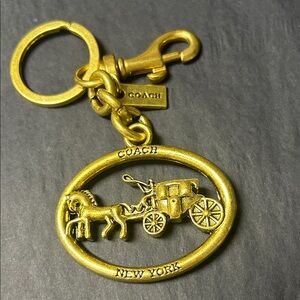 Coach Gold Horse and Carriage Keychain